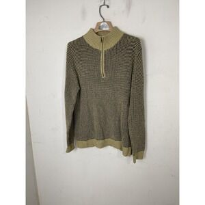 Men's Candy & Caviar Quarter Zip Pullover Sweater Beige Waffle Knit XL